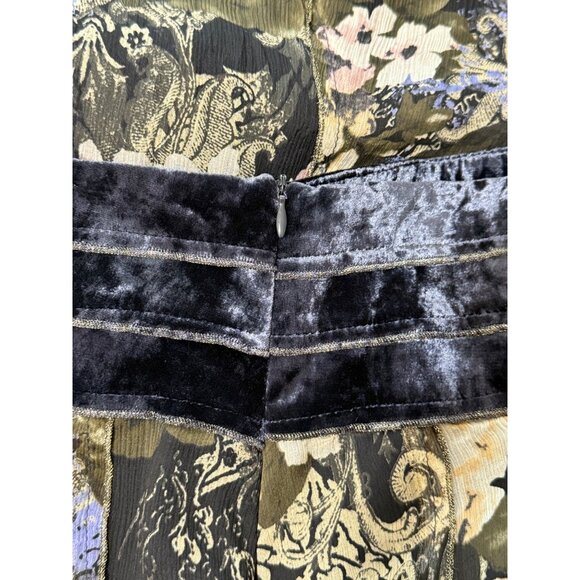 Floral Velvet Chiffon Skirt Silk By Background Boho Whimsy Italy Size 46 / US 10 - Picture 4 of 9